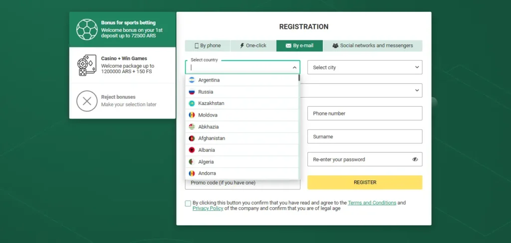 betwinner registration by email